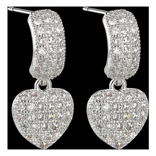 Fashionable new sweet simple temperament micro-inlaid zircon peach heart earrings