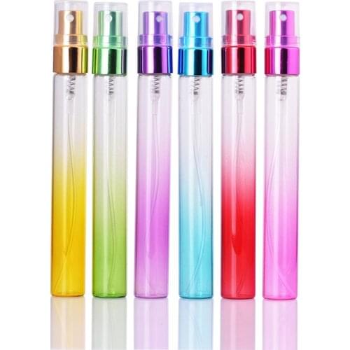 MUB - 6pcs 10ml Portable Mini Glass Perfume Bottle Spray Aluminum Pump Refillable Empty Perfume Atomizer Bottle Empty Containers
