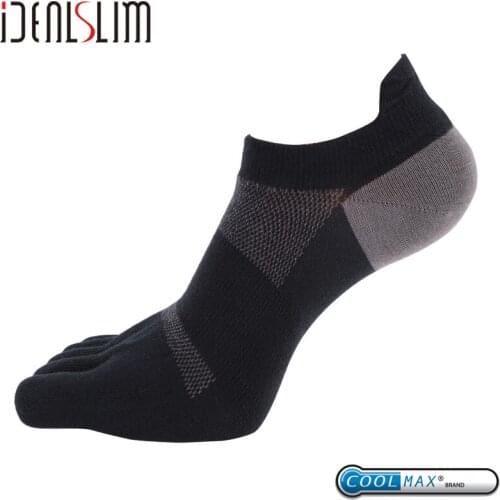IDEALSLIM Five Finger Running Socks Coolmax Men Five Toe Socks Quick Dry