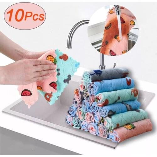 Soft Microfiber Cleaning Towels Kitchen Dish Rag Cloth Super Absorbent Kitchen Hand Towels Household Clean Wiping Towels