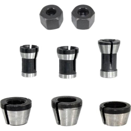8 Pcs Router Collet Set Chuck Heads Adapter for Drills Engraving Trimming Carving Machine Electric Router Milling Cutter