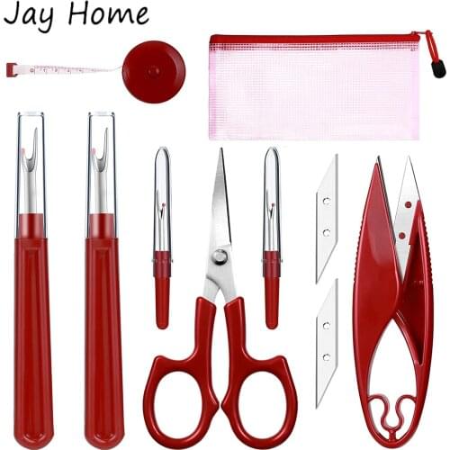 8Pcs Sewing Seam Ripper Tools Kit Stitch Remover Thread Cutter Scissors Tape Measure Storage Bag for Sewing Embroidery Stitching