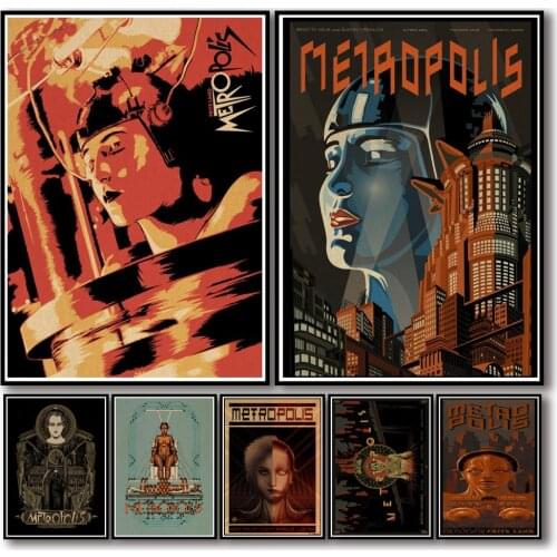 21 Designs Friedrich Lang Movie Metropolis Kraftpaper Poster Artwork Homedecal Fancy Wall Sticker for Coffee House Bar