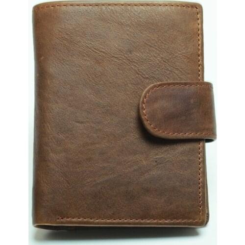 2019 New Imported top layer cowhide RFID men vintage brown color anti-magnetic short wallet