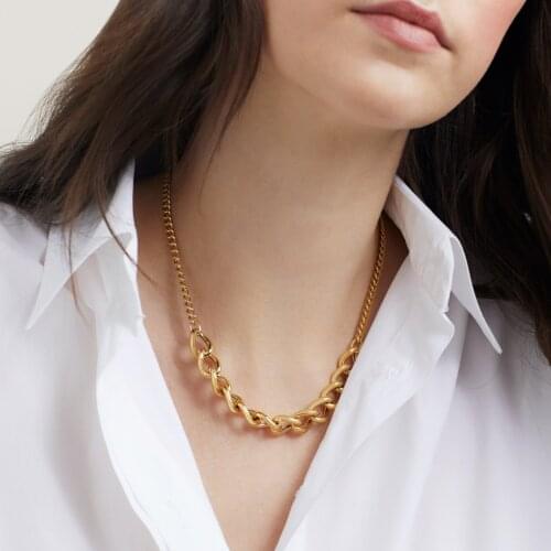 Punk Cuban Choker Necklace Collar Statement Hip Hop Big Chunky Aluminum Gold Color Thick Chain Necklace Women Jewelry