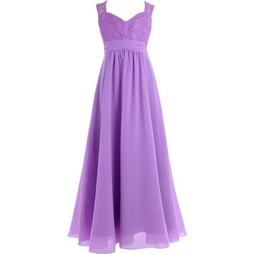 Oyolan Childrens Princess Dress Girls Kids Chiffon Weeding Dress Sequined Lace Flower Girl Dress Vestidos Party Teen Costumes