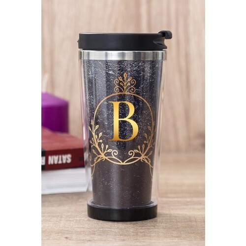 Gift Shop B Letter Gold Pattern Thermos Cup
