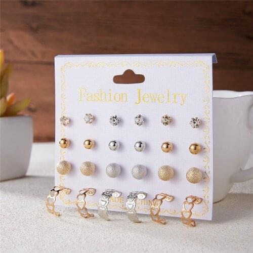 Earrings For Women Girls Twelve Pairs Of Earrings Crystal Pearl Earring Set Womens Ladies Earrings Украшения 2021 Бижутерия