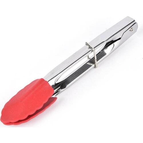 Kapmore 1pc Heat Resistant Kitchen Food Tongs Silicone Stainless Steel Bread Tongs Serving Tongs Cooking Tools Accessories