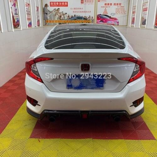 Car Styling FRP Material Unpainted Color Rear Roof Wing Lip Trunk Spoiler Wing For Honda Civic 2016 2017 2018