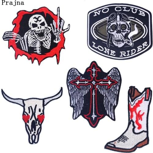 DIY Punk Rock Hippie Embroidered Patches Punk Skull Badge Sewing Iron On Patch For Clothing DIY Applique Club Accessory Decor