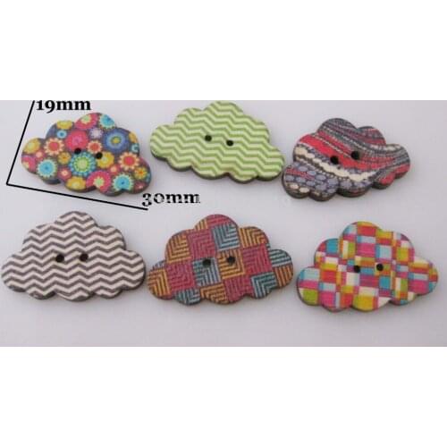 WB0207 Fashion buttons for garment 240pcs randomly 2 holes sewing wood button Cloud shape 19mm*30mm buttons