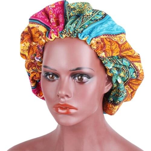 Satin Lined Bonnets Women African Pattern Print Fabric Adjustable Size Ankara Sleeping Cap Ladies Turban