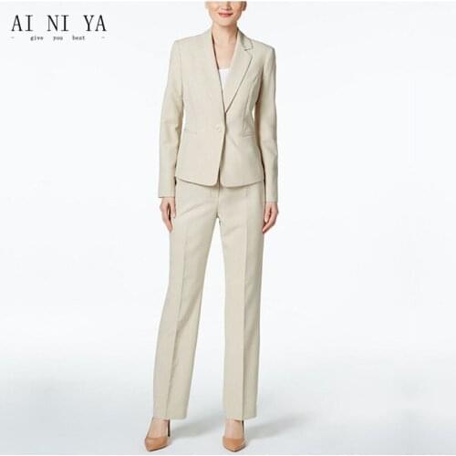 Women Pant Suit New female elegant formal business work wear suits womens long sleeve blazer ladies trousers office suit Custom