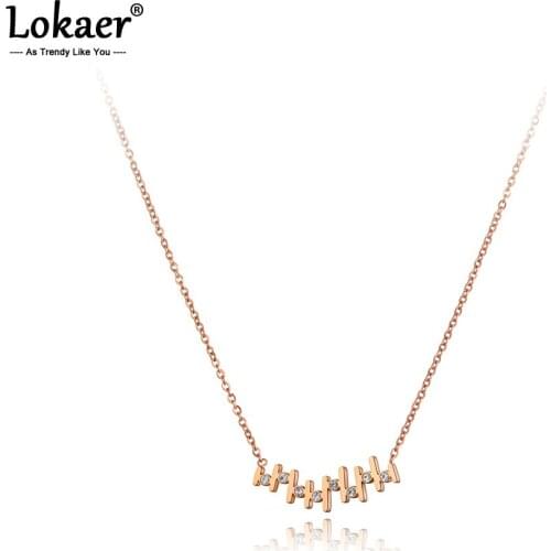Lokaer Original Design AAA Cubic Zirconia Charm Pendant Necklace For Women Stainless Steel Bohemia Party Necklace Jewelry N20137
