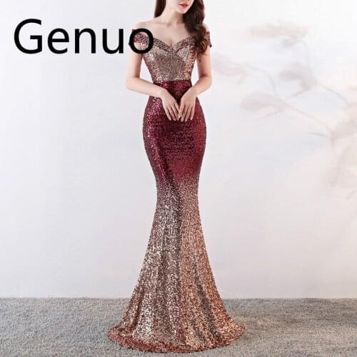 2019 Sexy Sequin Maxi Dress Women Sexy Evening Party Dress Slash Neck Elegant Wedding Vestido de fiesta