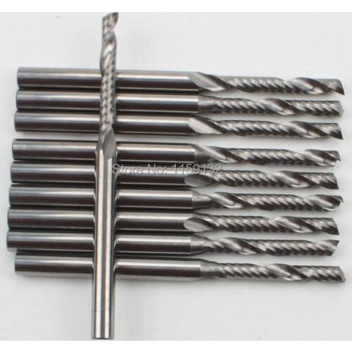 10pcs 3.175x2.5x17mm Carbide One Flute Spiral Bit for Acrylic ABS