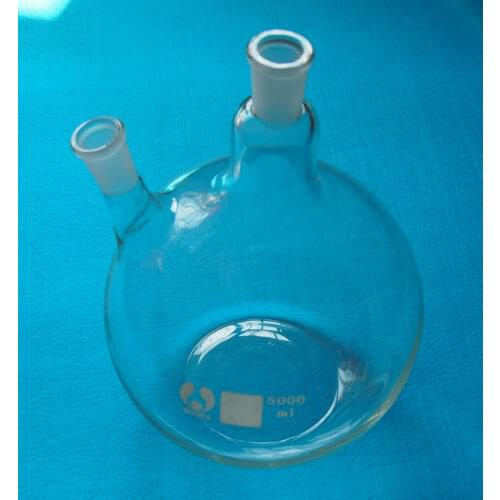 5000ml,24/40,2-neck,Flat Bottom,Glass Flask,5L,Twins Necks,Lab Chemistry Vessel