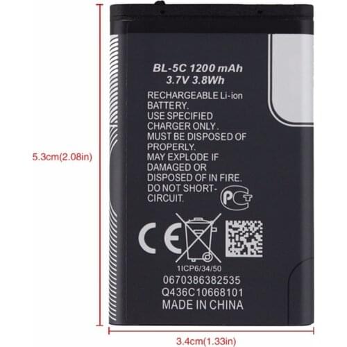 BL5C BL-5C BL 5C Li-ion Battery For Nokia 1100 1110 1200 1208 1280 1600 2600 2700 3100 3110 5130 6230 6230i n70 n70 n72 3.7v
