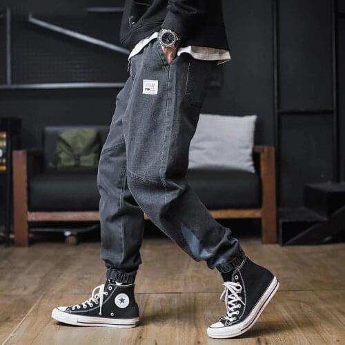 Black Jeans Plus size Jeans Men Hip hop StreetWear Joggers Ankle Length Denim Cargo Pants Loose Pocket Harem Trousers Sweatpants