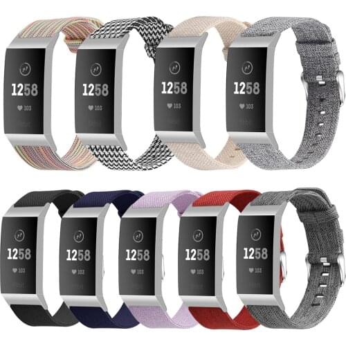 Canvas Watch Strap For Fitbit Charge 4 Band Replacement Nylon Wrist Bracelet Belt For Fit Bit Charge 3 4 Smart Band Accessories