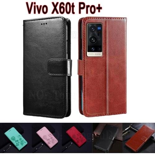 Classic Fashion Leather Phone Case For Vivo X60t Pro Plus Cover Etui Flip Wallet Stand Book On X60t Pro Plus Magnetic Card Case
