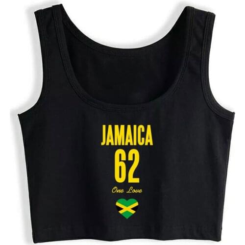 Crop Top Female Jamaica 62 One Love Jamaican Flag Caribbean Design Vintage Print Tops Women