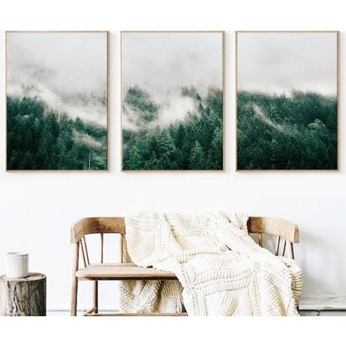Forest Landscape Nordic Wall Art Canvas Poster Print Painting Minimalist Scandinavian Decoration Picture Living Room For Decor
