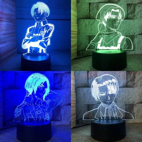 Attack On Titan Figure Table Lamp Shingeki No Kyojin Led Bedside Light Usb 16 Colours Remote Bedroom Deco