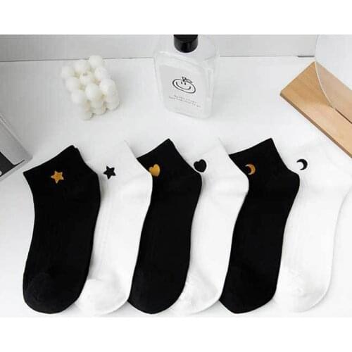Spring And Summer New Harajuku Interesting Socks Japanese Style Creative Moon Stars Love Fashion Short Socks Ladies Cute Novelty