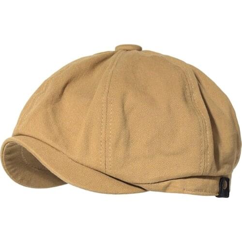 Solid Color Short Brim Elasticity Painter Hat Beret Vintage Spring Autumn Unisex Newsboy Hat MenS Cap