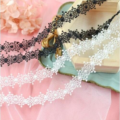 Hot Wholesale 3 Meters 2cm Width Beautiful White Black Lace Trim Water Soluble Fabric Lace Ribbon Handmade Materials