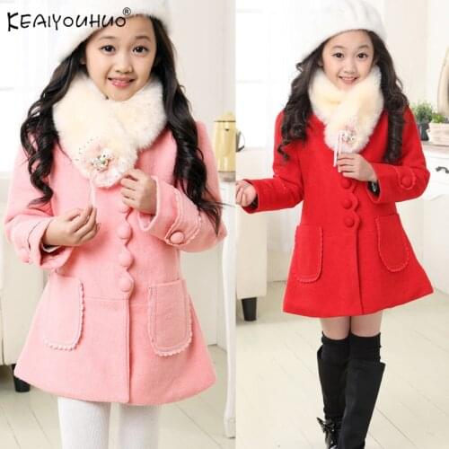 2020 Winter Coat For Girl Jackets Cotton Kids Clothes Children Jacket For Girls Clothes Fur Collar Long Woolen Trench Coat 3-12Y