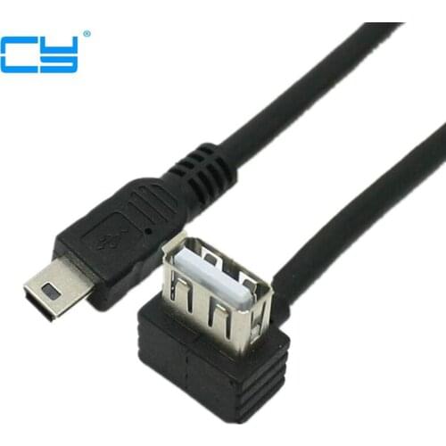 20pcs OTG USB Um conector Femea para CIMA em angulo para Mini USB B Masculino 5Pin plug adapter cabo curto atacado frete gratis