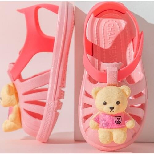 Kids Shoes Summer Baby Girls Sandals Cartoon Cute Bear Toddler Children Sandals Breathable PVC Flats Boys Sandals Beach Shoes