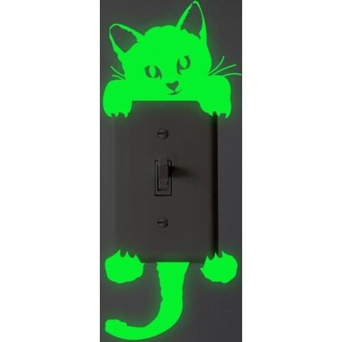 Luminous Swith stickers stickerBedroom Wall Decoration Switch Vinyl Art Mural Decor Cartoon cat Wall Sticker