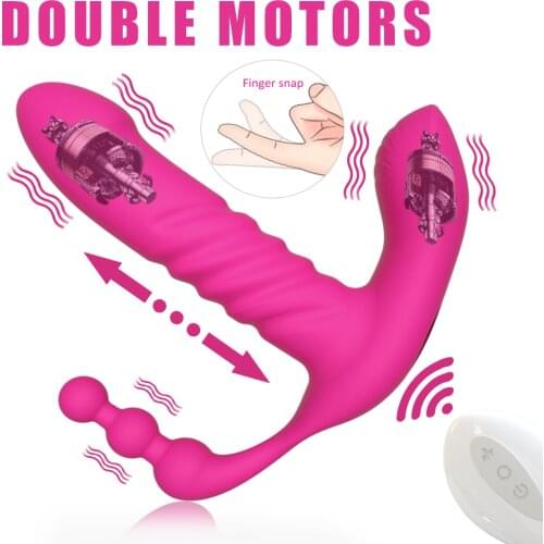 3 In 1 Telescopic Weareable Dildo Vibrator For Women 7 Mode Anal Beads clitoris stimulation Oral Sex Toys For Adult Masturbator