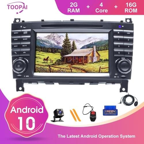 TOOPAI Android 10 For Mercedes Benz W203 CLK200 CLK22 C180 C200 CANBUS Steering Wheel Control Car Auto Multimedia Player Radio