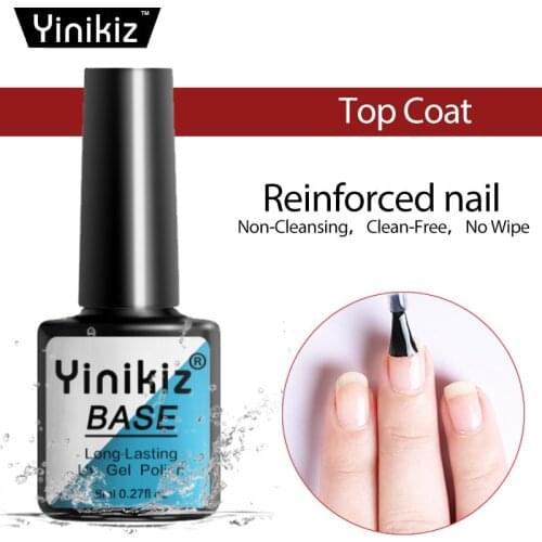 Yinikiz Professional Base And Top Coat Varnishes No Wipe Nail Art Uv Soak Off Long Lasting Gel Nail Polish