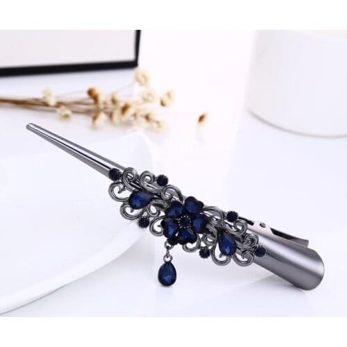 New Luxury Crystal Hair Clip Opal Leaf Resin Flower Headwear Jewelry OL For Women Girls Elegant Barrettes Hair Accessories