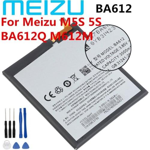 Meizu 100% Original 3000mAh BA612 Battery For Meizu Meizy Mei zu M 5S M5S M612Q M612M Mobile Phone Batteries+Free tools