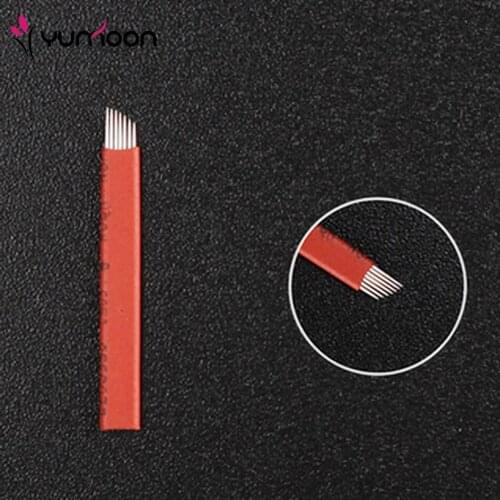 100 pcsp/lot 7 Pins Curved Blades Permanet MakeUp Eyebrow Mircoblading Blades For Manual Tattoo Pen