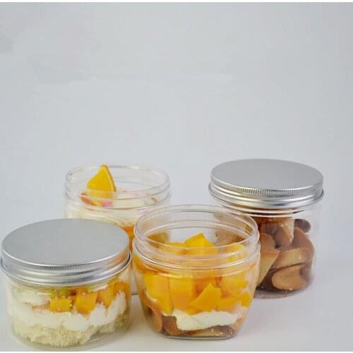 20pcs 250ml 350ml PET Cake Box Net Red Creative Ice Cream Box Dessert Jar Plastic Mousse Packaging Box Cookie Bucket With Lid