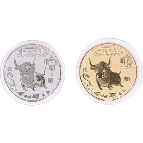 2021 Year Ox Commemorative Coin Chinese Zodiac Souvenir Coin Art Craft Gift
