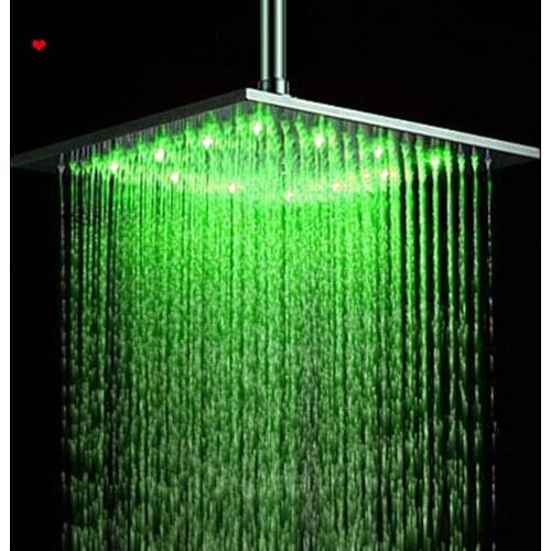 304 Stainless Steel 16 Inch Rain Shower Head Square Led Light Shower Faucet 40cm Rain Shower multiple styles Bathroom Faucet