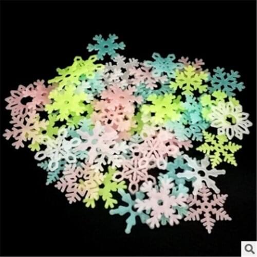 3D Snowflake and Star Energy Storage Fluorescent Glow In the dark Luminous on Wall Stickers for Kids Room living room Decal-10PC