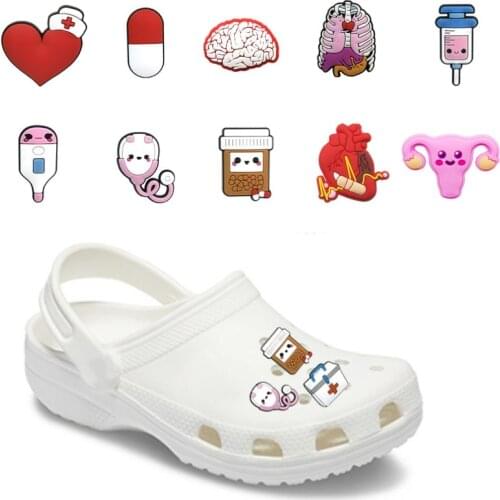 5-20pcs/lot Medical Supply PVC Shoe Charms Stethoscope Syringe Accessories Decoration Shoe Bracelets Ornaments Kids Gift
