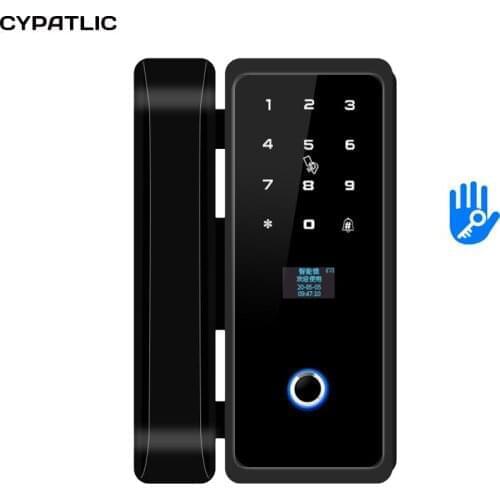 Bluetooth TTlock App Glass Door lock Biometric Fingerprint lock Electric digital Lock Frame Glass door lock wooden door lock NFC