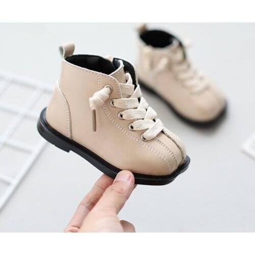 Baby Toddler Shoes Fall 2021 Solid Color Side Zipper Boys Martin Boots Soft Sole Short Boots