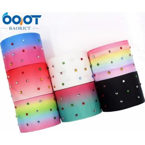 I-181106-5,5yards/lot 1-1/2"38mm Diamond Craft Grosgrain Ribbon DIY Rhinestones Hair Bow Materials Home Textile Printed Ribbon